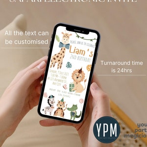 Convite personalizado Safari Whatsapp, convite para festa de animais da selva, convite eletrônico de aniversário Safari, aniversário Wild One na selva