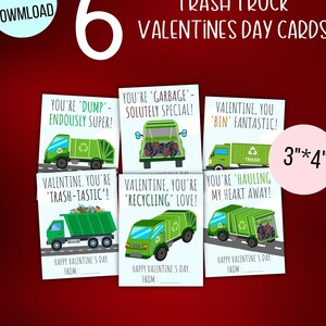 Printable Trash Truck Valentine's Cards, Kids Garbage Truck Valentines ...