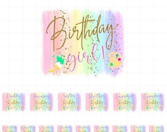 Art birthday shirt PNG bundle, Art Paint birthday iron on transfer PNG sublimation, Art Paint girl birthday PNG bundle, Instant Download