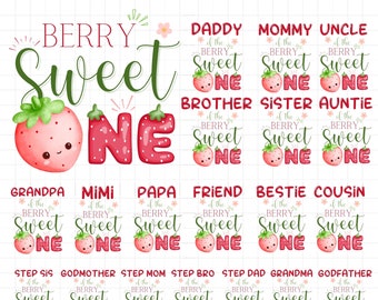 Berry sweet strawberry birthday matching family shirts iron on transfer PNG sublimation bundle birthday shirt sublimation, INSTANT DOWNLOAD