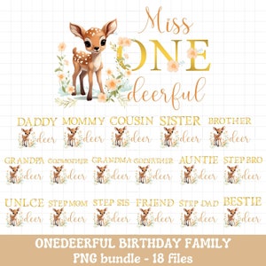 Miss Onederful birthday PNG shirts iron on transfer sublimation bundle, Miss one Deerful family matching shirt png bundle, INSTANT DOWNLOAD