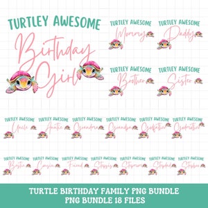 Turtle birthday PNG shirts iron on transfer sublimation bundle, Ocean Turtle family birthday shirt png sublimation, INSTANT DOWNLOAD