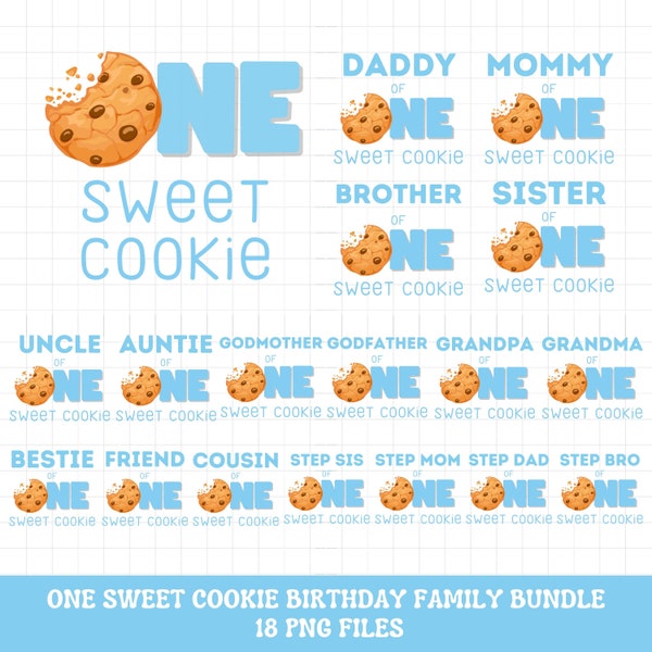 Blue Cookies birthday family matching shirt PNG, One sweet cookie family birthday shirt, Milk and Cookies birthday shirt png bundle