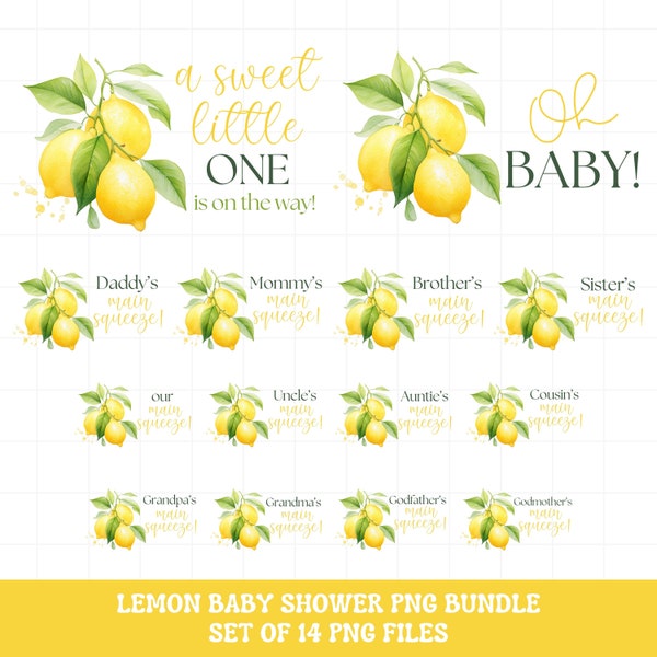 Lemon baby shower shirt png bundle, Mom dad sister brother citrus baby shower A sweet little one shirt png sublimation, Instant Download