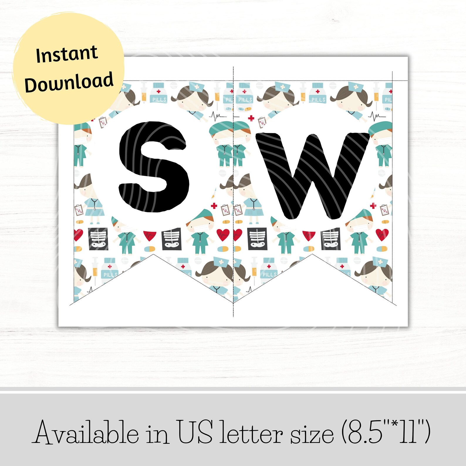 EMS Week Banner - Emergency Medical Services Appreciation Decor With Red Blue Glitter