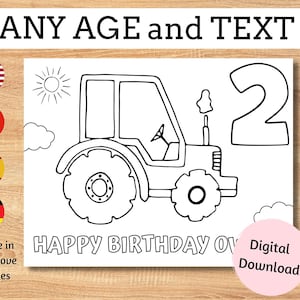 Printable Tractor coloring sheet, Tractor birthday party games, Tractor birthday table decor, Farm birthday party activity, DIGITAL DOWNLOAD