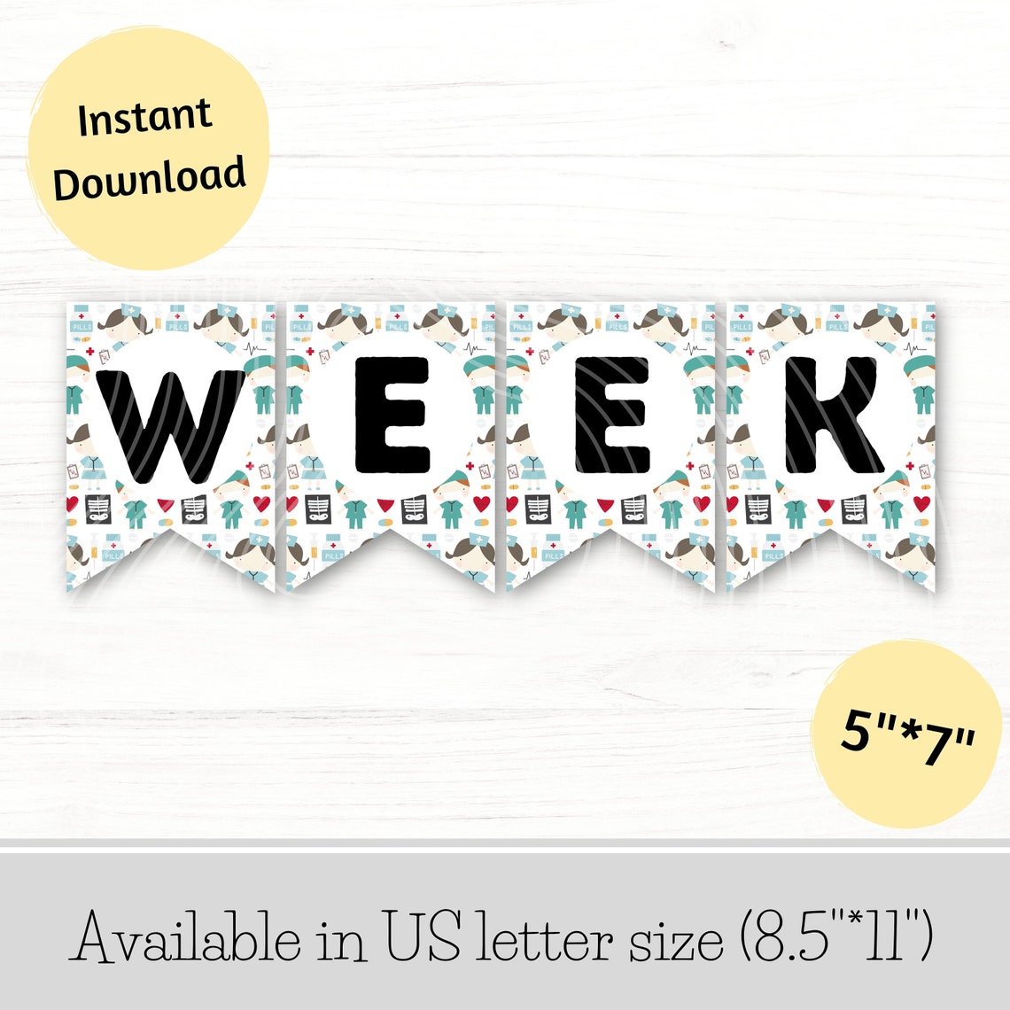 EMS Week Banner - Emergency Medical Services Appreciation Decor With Red Blue Glitter