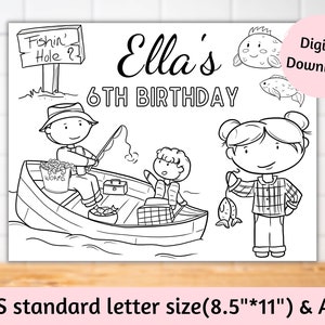 Personalisierte O-Fish-ally One Party Aktivitätsblatt Ausmalseite, Angeln Geburtstag Tischsets für Kinder, Angeln Gastgeschenke für Goodie Bag