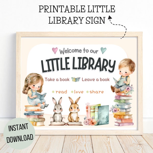 Little Library sign printable, Welcome to our little Library sign poster Classroom decor decor, Welcome library school sign classroom decor