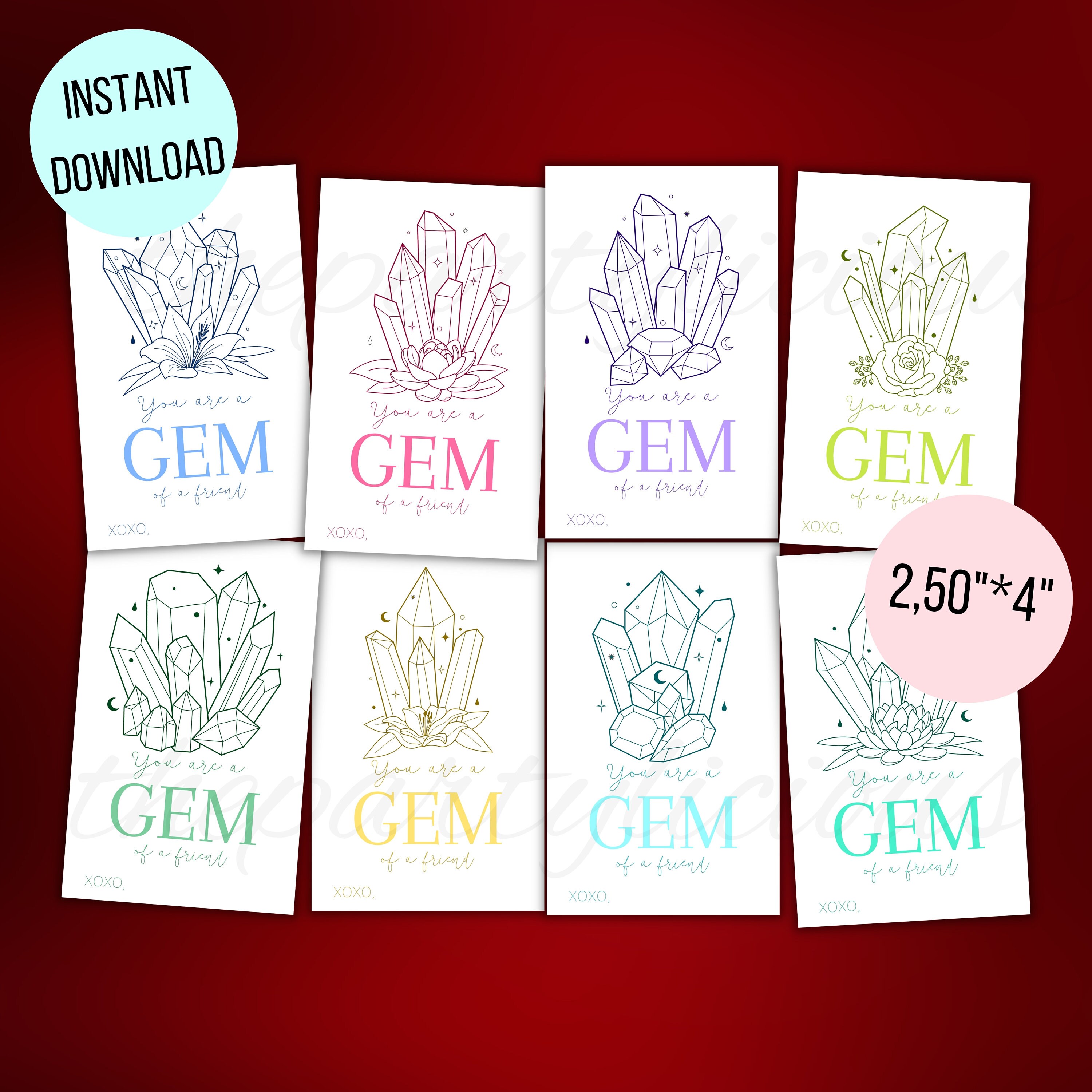 Printable Geode Valentine's Cards for Kids, Color Your Own Valentines