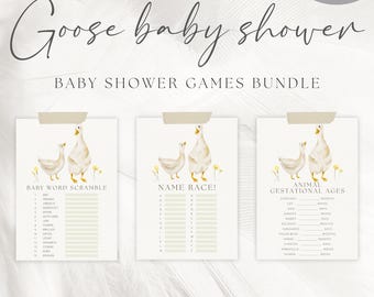 Druckbares Baby-Dusche-Spiele-Set mit 12 Gänsen