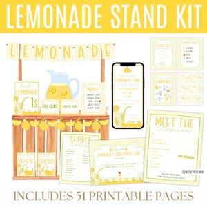 Printable lemonade stand kit bundle, Summer pretend and play activity, Preschool elementary sensory play Summer activity, Instant Download
