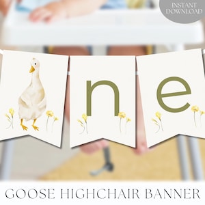 Duck first birthday highchair banner, One silly goose first birthday highchair banner, Goose  birthday party banner, Instant Download