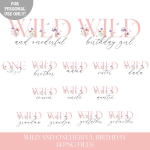 Wild and Onederful birthday shirt PNG, Wildflower girls first birthday sublimation, Boho Floral Girls 1st birthday png, Instant Download