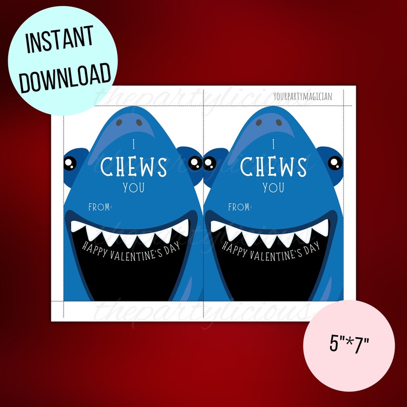 Printable Shark Valentines Day Cookie Card, Valentines for School ...