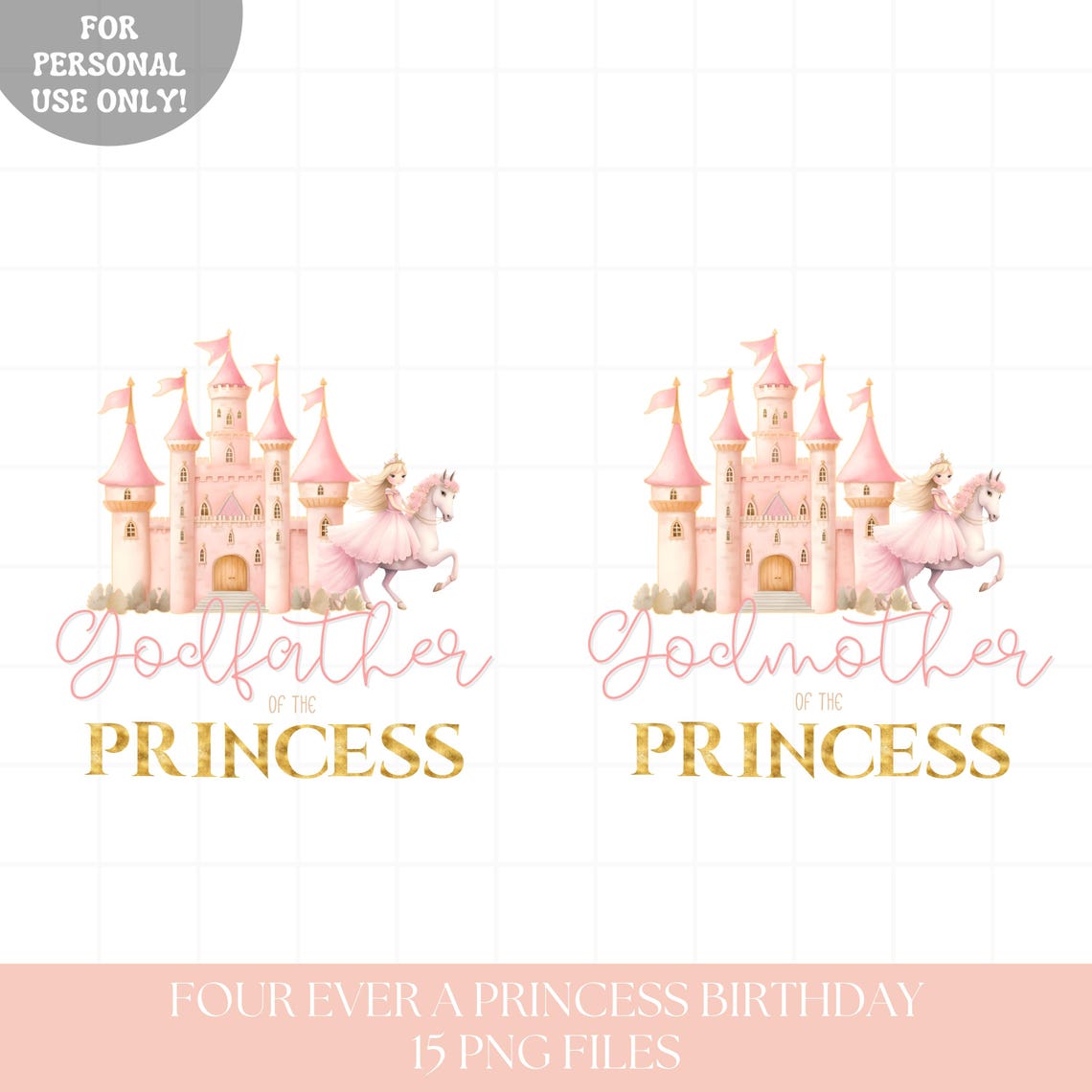 Four Ever a Princess Birthday PNG Sublimation Bundle, Princess Party ...