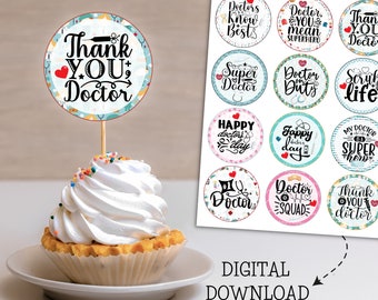 Printable Happy Doctors day cupcake toppers, National doctors day decor, Doctors day celebrations, Doctors day cupcake toppers