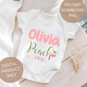 Personalized Peach first birthday iron on transfer, Peach first birthday png shirt sublimation, Peachy girl birthday png, Instant Download