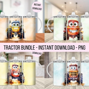Instant Download Tractor bundle Kids 12oz sippy cup sublimation design PNG, Tractor farm bundle kids tumbler wrap sublimation sippy cup PNG