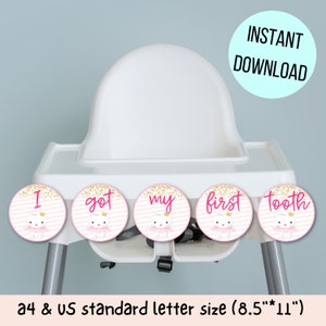 Printable first tooth banner, Pink Atam Hatik baby's first tooth banner, My first tooth pink banner, INSTANT DOWNLOAD