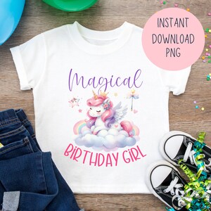 Unicorn magical birthday girl iron on transfer PNG sublimation file, Unicorn Magical birthday shirt png bundle, INSTANT DOWNLOAD