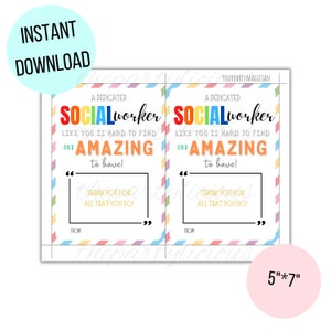 Printable School Social Worker Cards, Social Worker Gift Tags, School ...