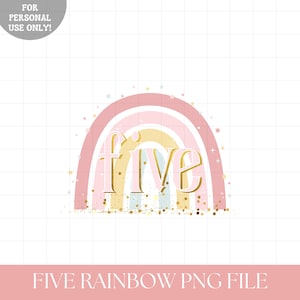 Rainbow birthday PNG iron on transfer sublimation, Girls pastel rainbow 5th birthday png, Girls rainbow birthday png, INSTANT DOWNLOAD