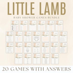 Printable Lamb baby shower games bundle, Set of 20 baby shower games set, Sweet lamb baby shower games activity, Instant Download