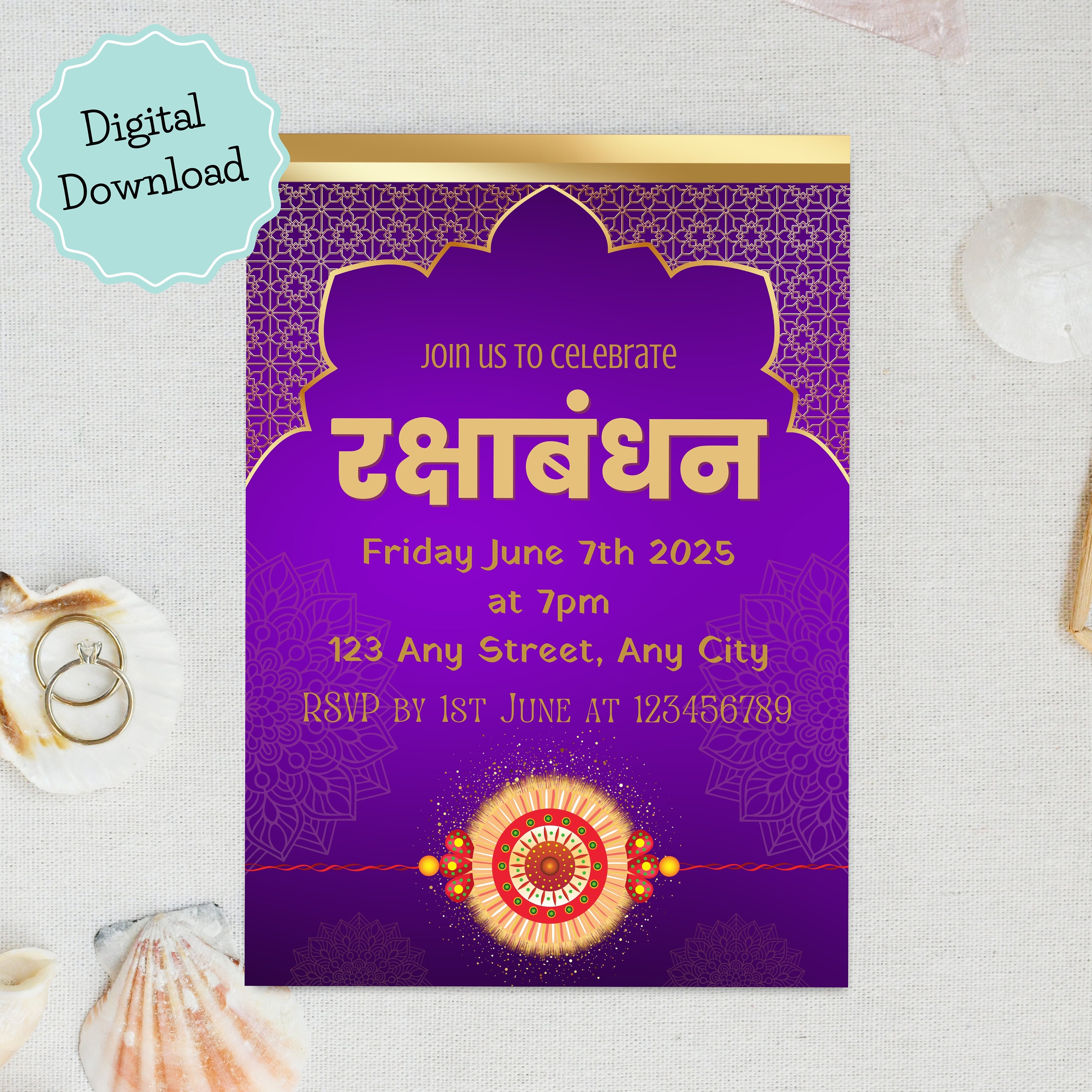 Printable Raksha Bandhan Party Invitation Indian Raksha - Etsy