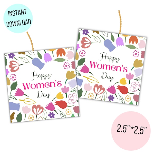 Printable Happy Women's day gift tags, Gift ideas for Women's day, Womens day gift tags, Happy Womens day cards, Women's day cards