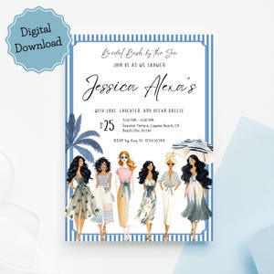 Seashore Bridal Shower invitation, Ocean Beach Bridal Shower invite, Ocean bridal shower party invite, Sand Sea Bridal Shower Invitation