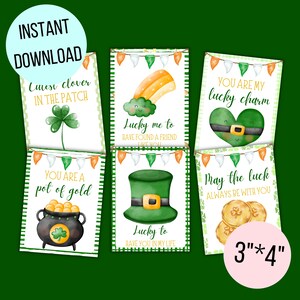 Tarjetas imprimibles del día de San Patricio, tarjetas del día de San Patricio, tarjeta imprimible para preescolar de jardín de infantes, celebración de San Patricio