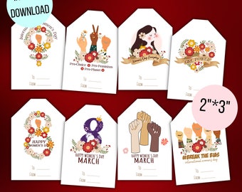 Printable Happy Women's day gift tags, Gift ideas for Women's day, Womens day tags, Happy Womens day cards, Women's day cards