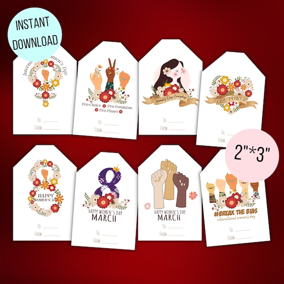 Printable Happy Women's Day Gift Tags, Gift Ideas for Women's Day