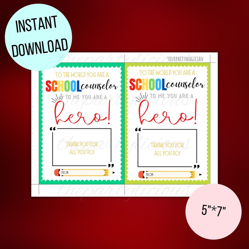 Printable School Counselor Week Cards National School Etsy