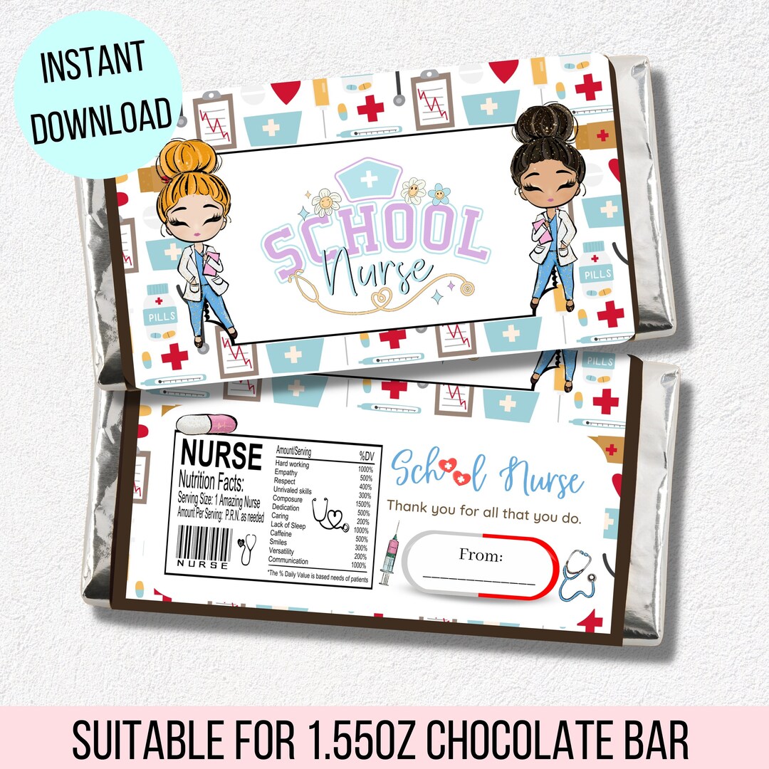 Printable School Nurse Appreciation Thank You Gift Tags Cards, Gift