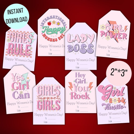 Printable Happy Women's Day Gift Tags, Gift Ideas for Women's Day