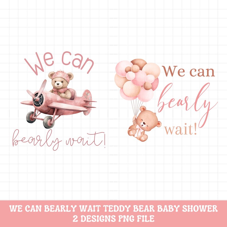 We Can Bearly Wait Baby Shower Shirt Png Bundle, Girl Pink Baby Shower ...