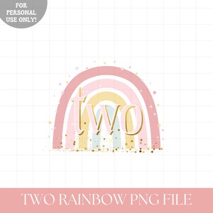 Rainbow birthday PNG iron on transfer sublimation, Girls pastel rainbow 2nd birthday png, Girls birthday png, INSTANT DOWNLOAD