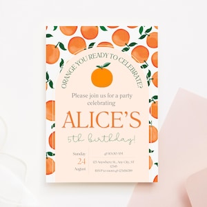 Printable Orange birthday invitation, Orange fruit birthday invite, Sweet orange birthday party invitation