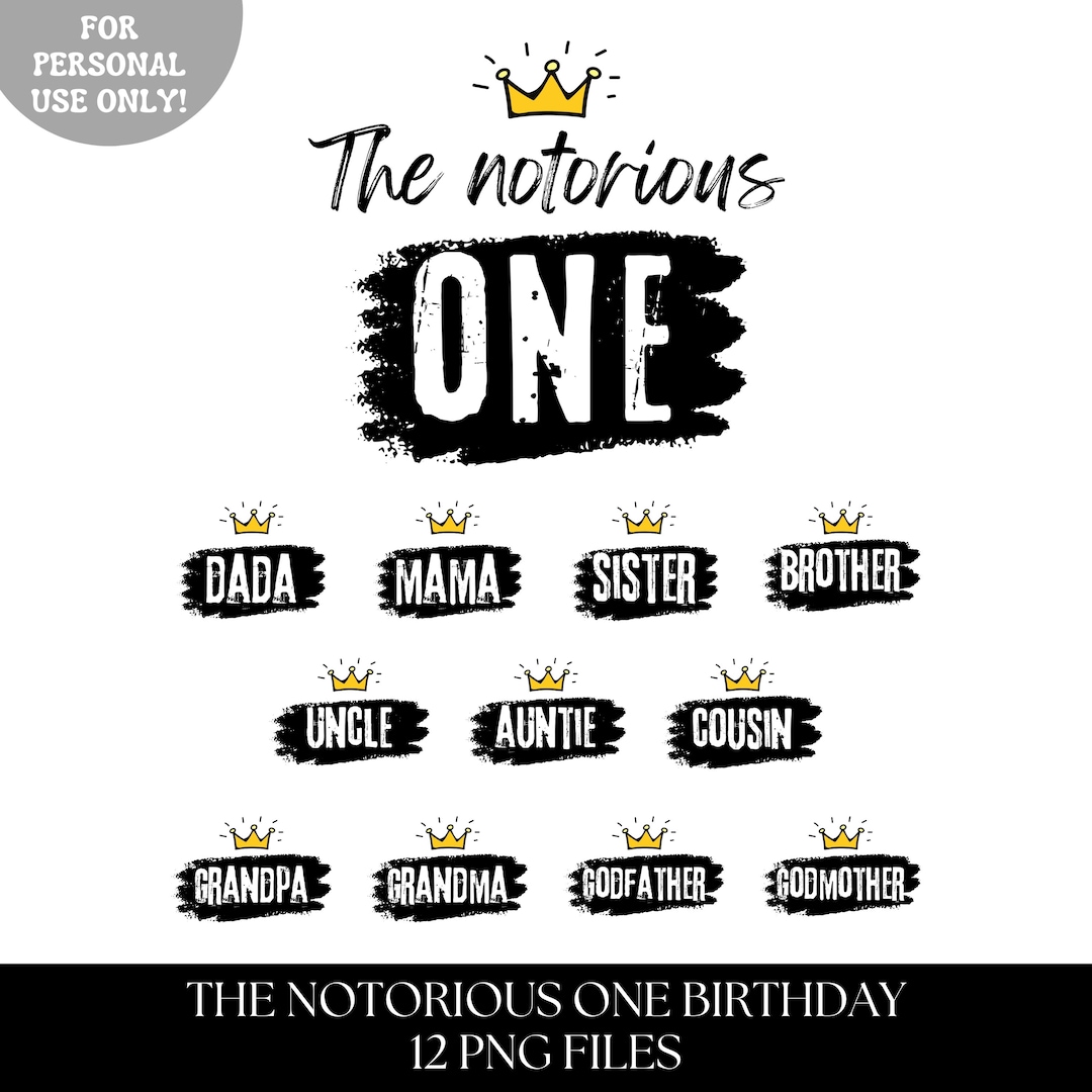 Notorious Big One Boy Birthday Png Sublimation, Notorious First ...