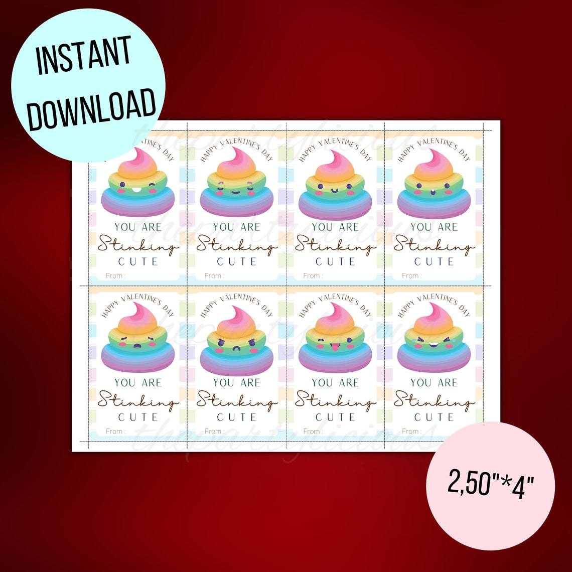 Printable Cute Poop Emoji Kids Valentines Day Cards for School, Poop ...