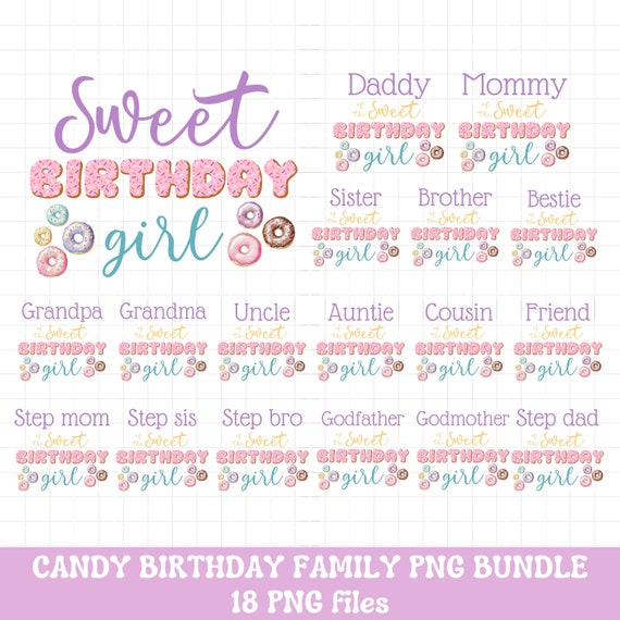 Sweet one birthday PNG shirts iron on transfer sublimation bundle, Donut sweet one family birthday shirt png sublimation, INSTANT DOWNLOAD
