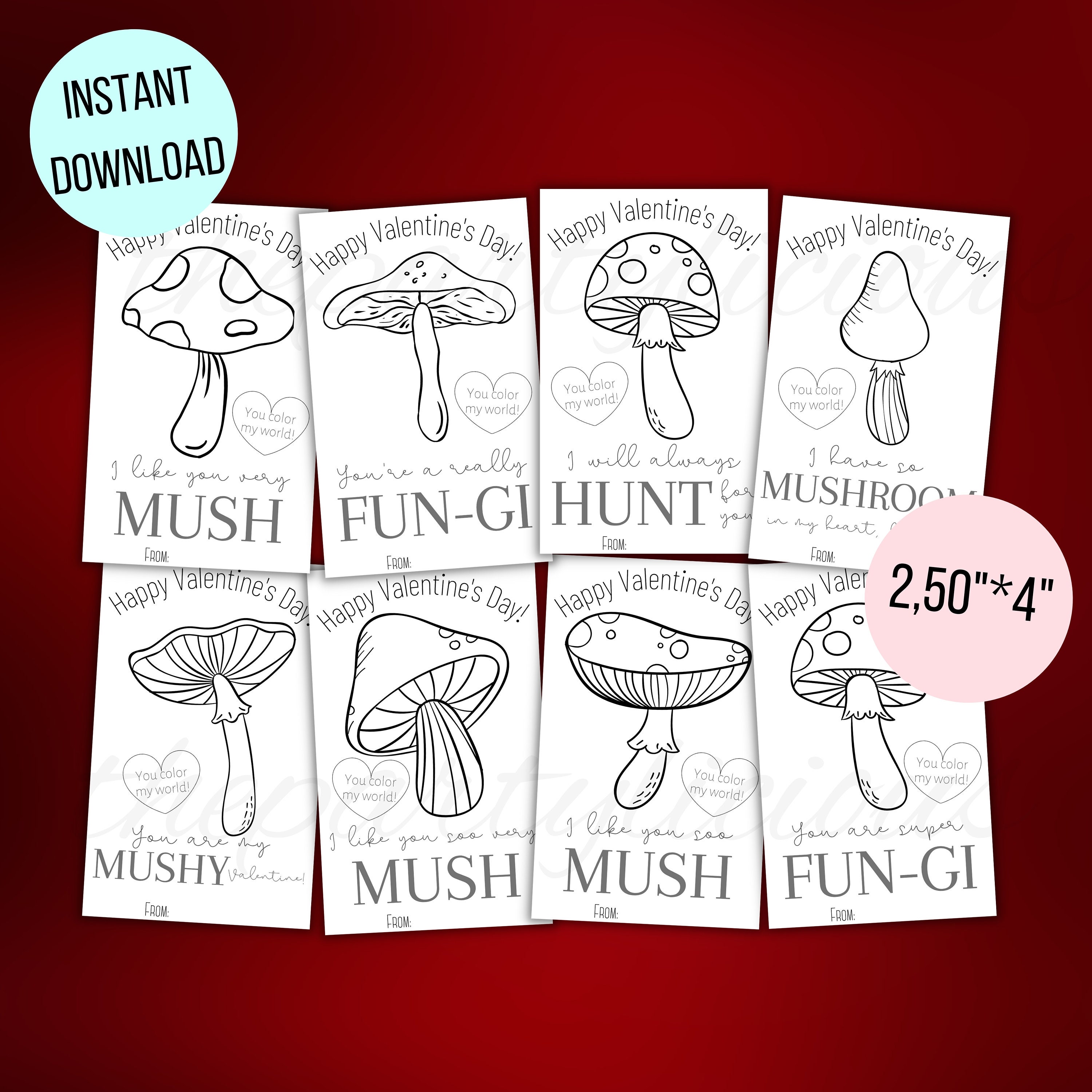 Printable Geode Valentine's Cards for Kids, Color Your Own Valentines
