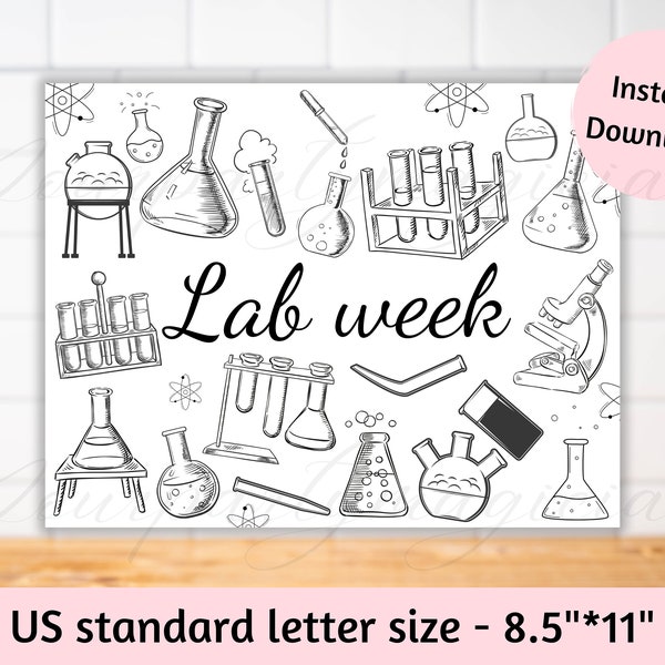 Happg lab week activity sheet, Medical laboratory week coloring page, Lab week celebration favors, Instant Download