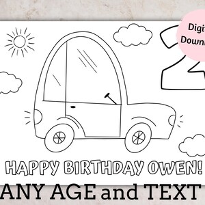 Printable Cars Coloring Sheet, Transportation Birthday Party Games