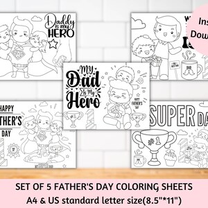 Printable Happy Father's day coloring pages, Kids coloring activity bundle, Printable gift ideas for fathers day, Dad coloring pages