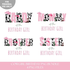 Western cowgirl birthday PNG shirts iron on transfer bundle, Rodeo cowgirl family girls birthday shirt png, INSTANT DOWNLOAD