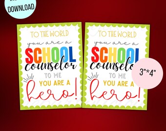 Printable school counselor appreciation week, National school counseling week, counselor printable cards, School counselor thank you cards