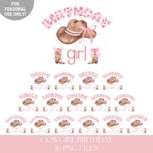 Western cowgirl birthday PNG shirts iron on transfer bundle, Rodeo cowgirl family birthday shirt png sublimation, INSTANT DOWNLOAD
